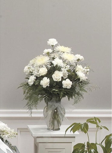 white vase arrangement